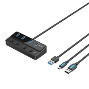 Hub USB 3.0 Vention CHWBF/ 4xUSB/ 1xUSB Tipo-C PD/ Incluye cable Carga USB Macho - USB Tipo-C Macho - Imagen 1