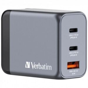 Cargador de Pared Universal GaN Verbatim GNC-65/ 2xUSB Tipo-C/ 1xUSB/ 65W - Imagen 1